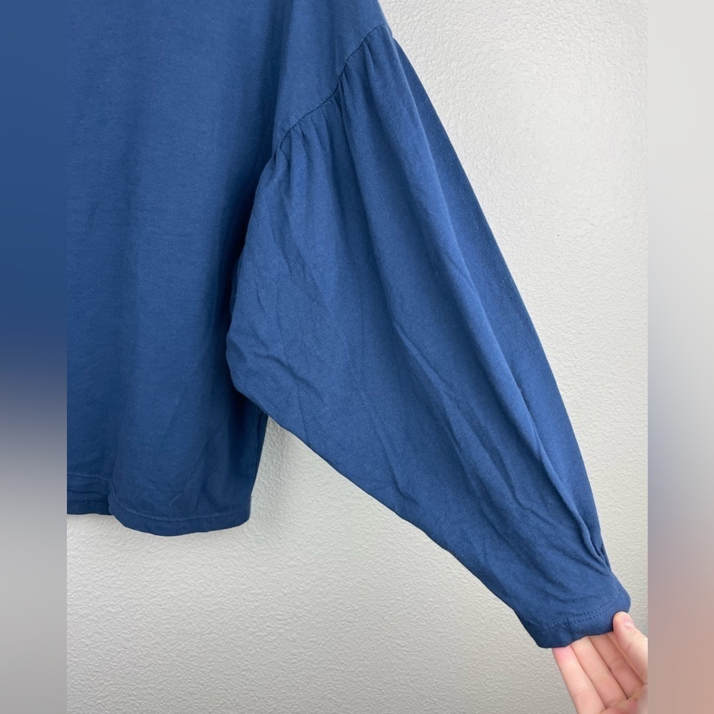 Anthropologie T.LA Women's Small Navy Balloon Sleeve Top Cotton Shirt Casual Blu - Picture 5 of 14